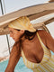 SWIM CLUB BY SAPIR AVISROR'S TOUCHבנדנה מבד שקפקף.בהדפס פסים צהוב .
