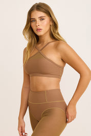 קולקציית אדל - טופ בשילוב רשת, מבד 4 כיוונים בגוון מוקה , תמונה צד