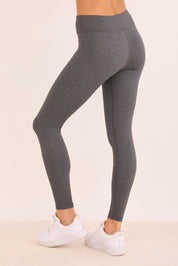 טייץ ארוך עם חגורת אמצע, בגוון אפור מלאנג - תמונת צד.