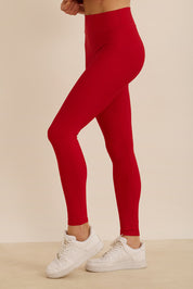 קולקציה בעיצובה של אדל בספלוב - טייץ מבד 4 כיוונים ארוך עם סיומת הדוקה, בגוון בורדו