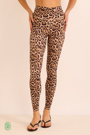 טייץ בגזרה גבוהה  מבד 4 כיוונים בהדפס מנומר - תמונת פרונט