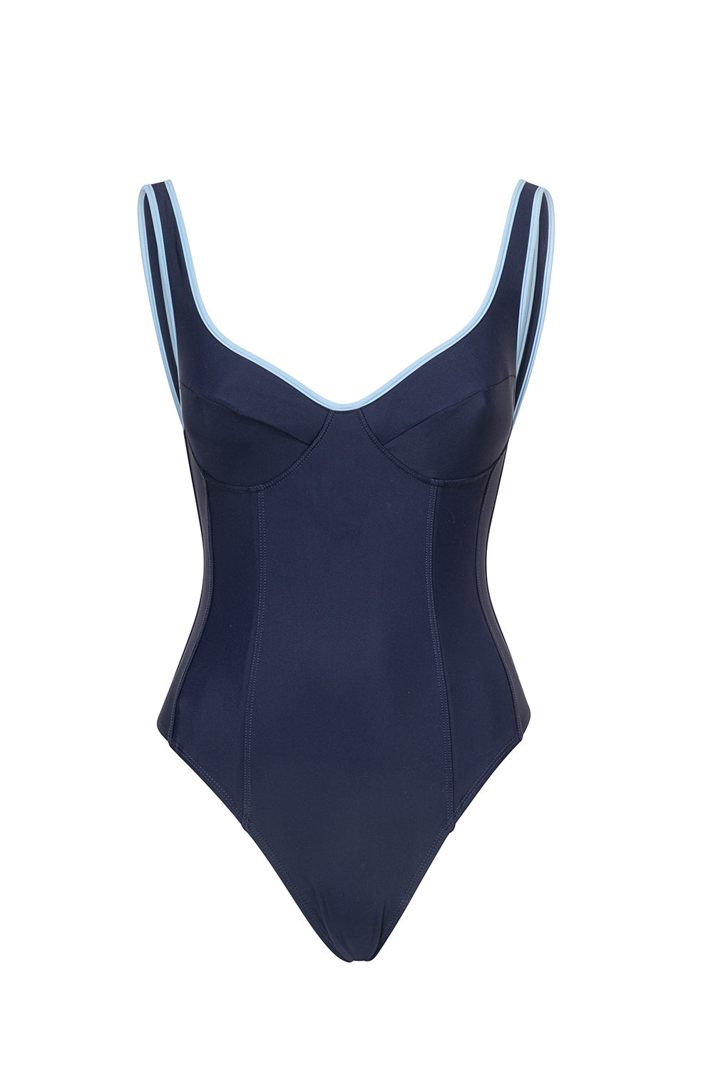 Swim-Club by Sapir Avisror's Touch בגד ים שלם.שילוב של פסים מחטבים על החלק הקדמי של בגד הים אשר מחמיאים לתצורת הגוף.גב פתוח.הבגד ים ללא ריפוד וללא פתח להכנסת ריפוד.לוגו טביעת אצבע בגב הפריט.הוראות כביסה - יש לכבס בכביסה ידנית בלבד.גוון כחול נייבי עם קונטרסט תכלת.לתשומת לבך - אין להסיר את מדבקת ההייגינה, במידה ותוסר לא ניתן יהיה לבצע החלפות/החזרות. 