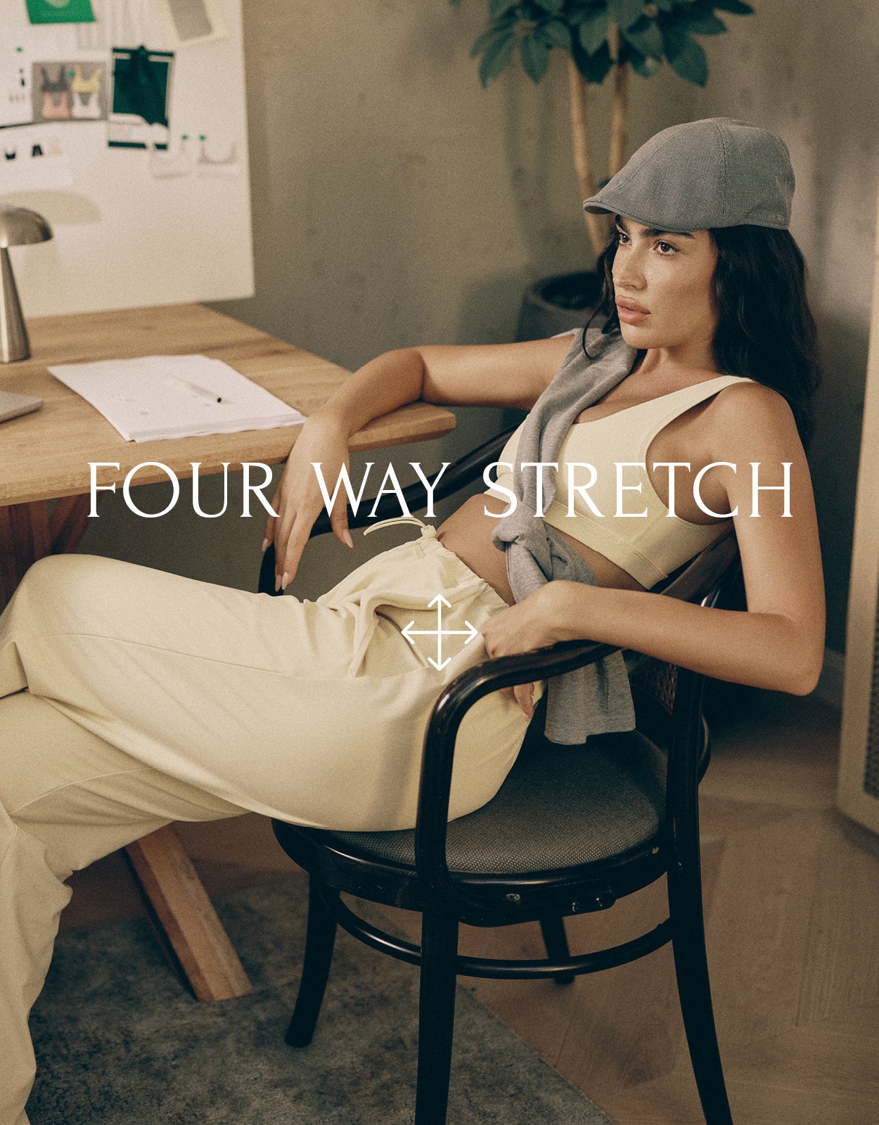 SAPIR AVISROR'S TOUCH - בתמונה סט מהקולקציה החדשה בעיצובה (מכנס touch 50 + טופ touch 2) מבד 4 כיוונים