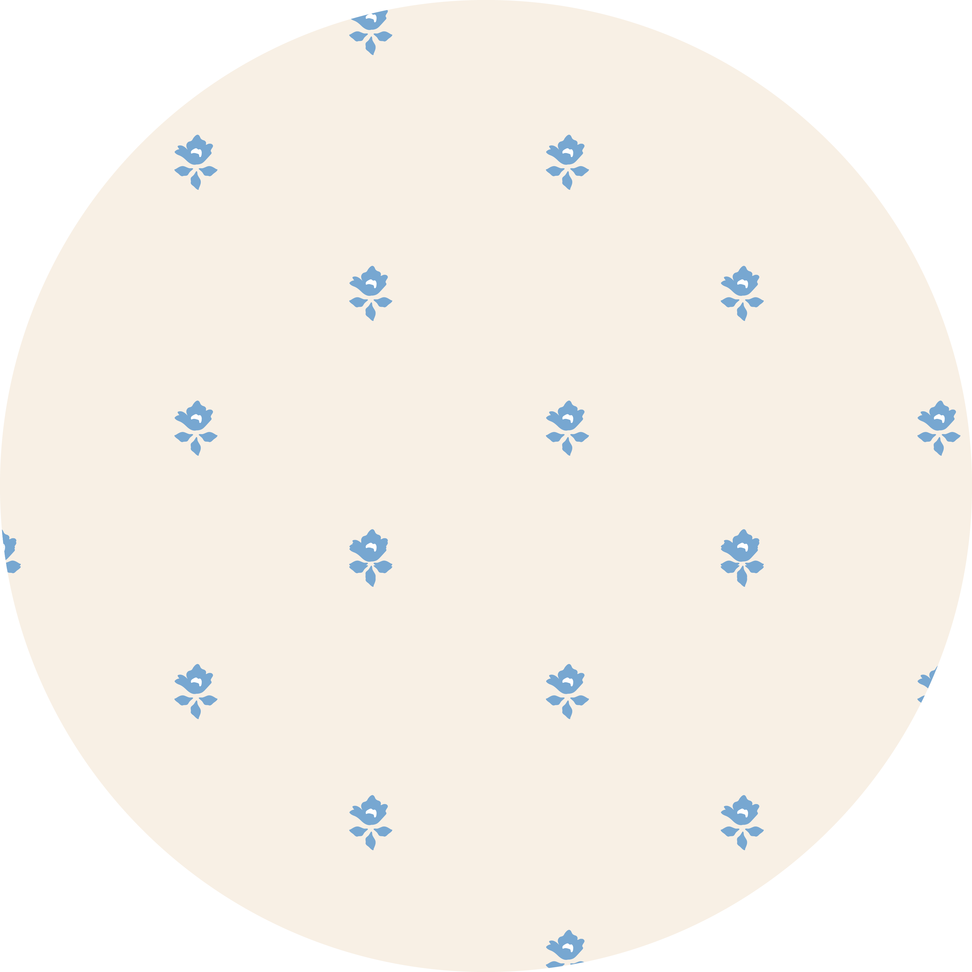 CREAM WITH FLOWER BLUE