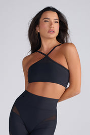 קולקציית אדל - טופ בשילוב רשת, מבד 4 כיוונים בגוון שחור , תמונה ראשית אדל 